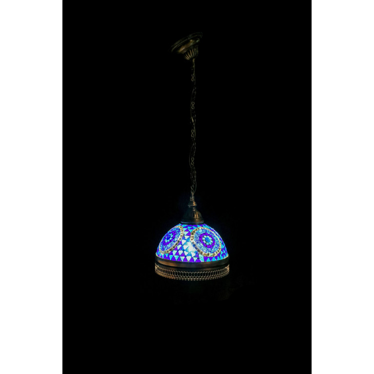 Hanging blue lamp, 70 cm, mosaic glass, diameter 22 cm